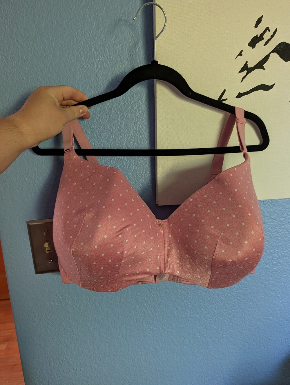 Lane Bryant Cacique Bra 42F EUC Lightly Lined Balconette Pink Polka Dots